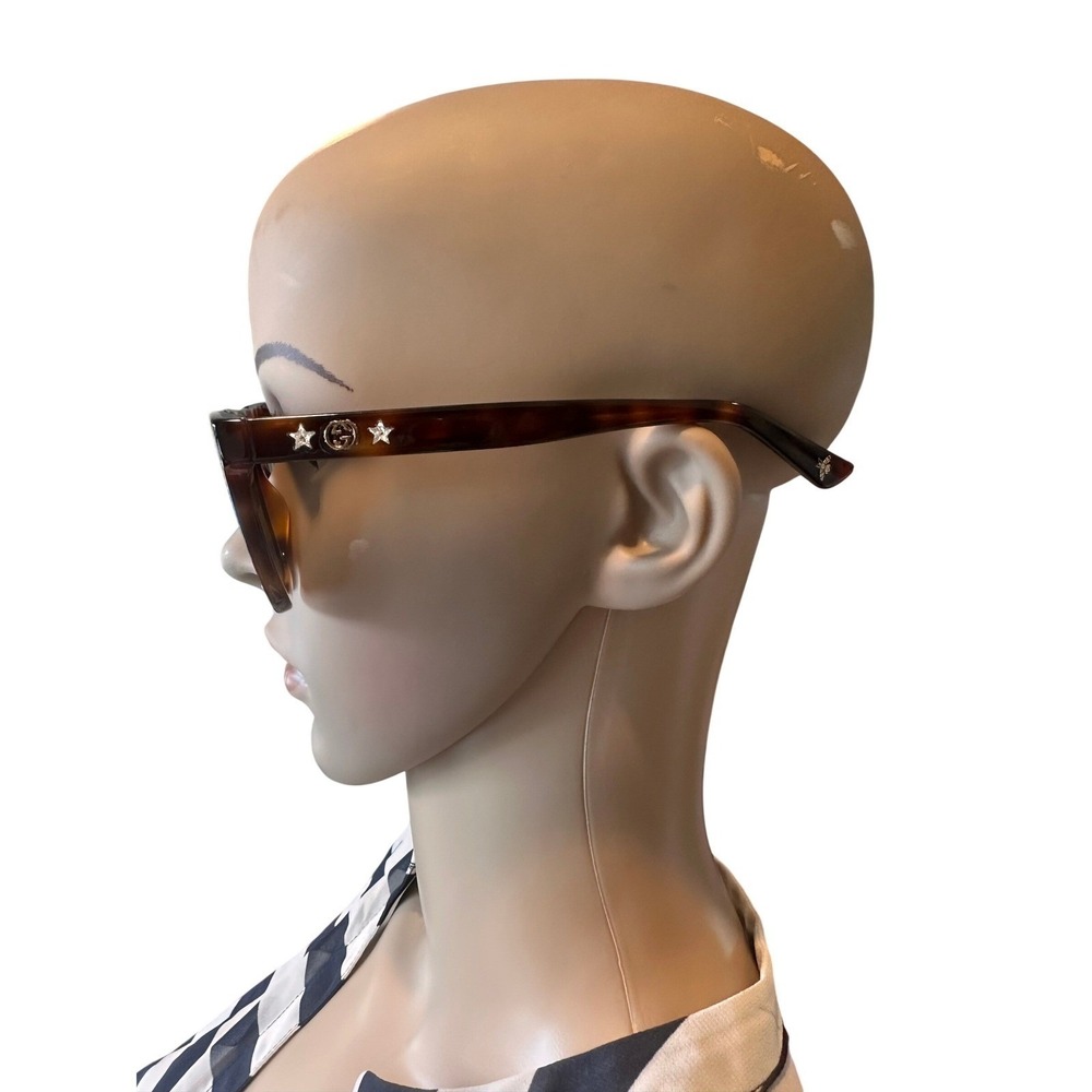 Gucci Tortoise Star Interlocking G Oversized Square Sunglasses GG0208S Brown - Picture 4 of 16